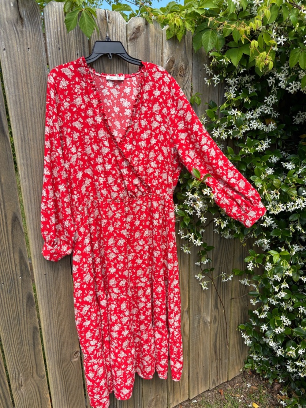 Dex Red Floral Midi Dress 2X | Cottagecore Romantic Dress